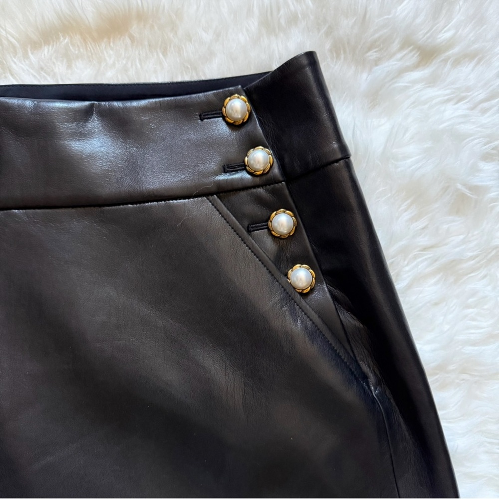 New ALICE + OLIVIA Donald High-Waisted Faux Vegan Leather Embellished Mini Skirt - Picture 14 of 16